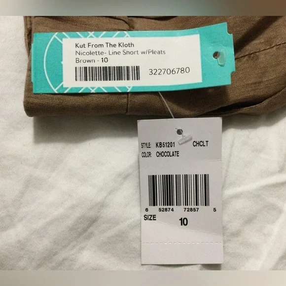 Kut from the Kloth Nicolette Line Short w/ Pleats Chocolate Size 10 - Picture 8 of 8